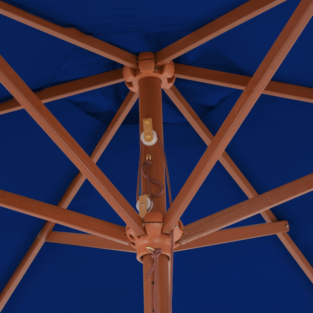 Umbrelă de soare exterior cu stâlp din lemn, albastru, 270 cm Lando - Lando
