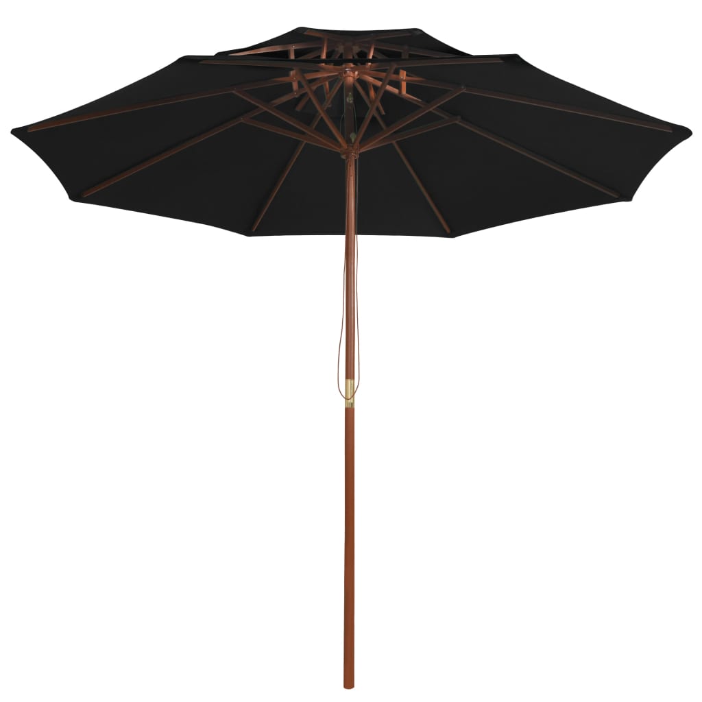 Umbrelă de soare dublă, stâlp din lemn, negru, 270 cm Lando - Lando