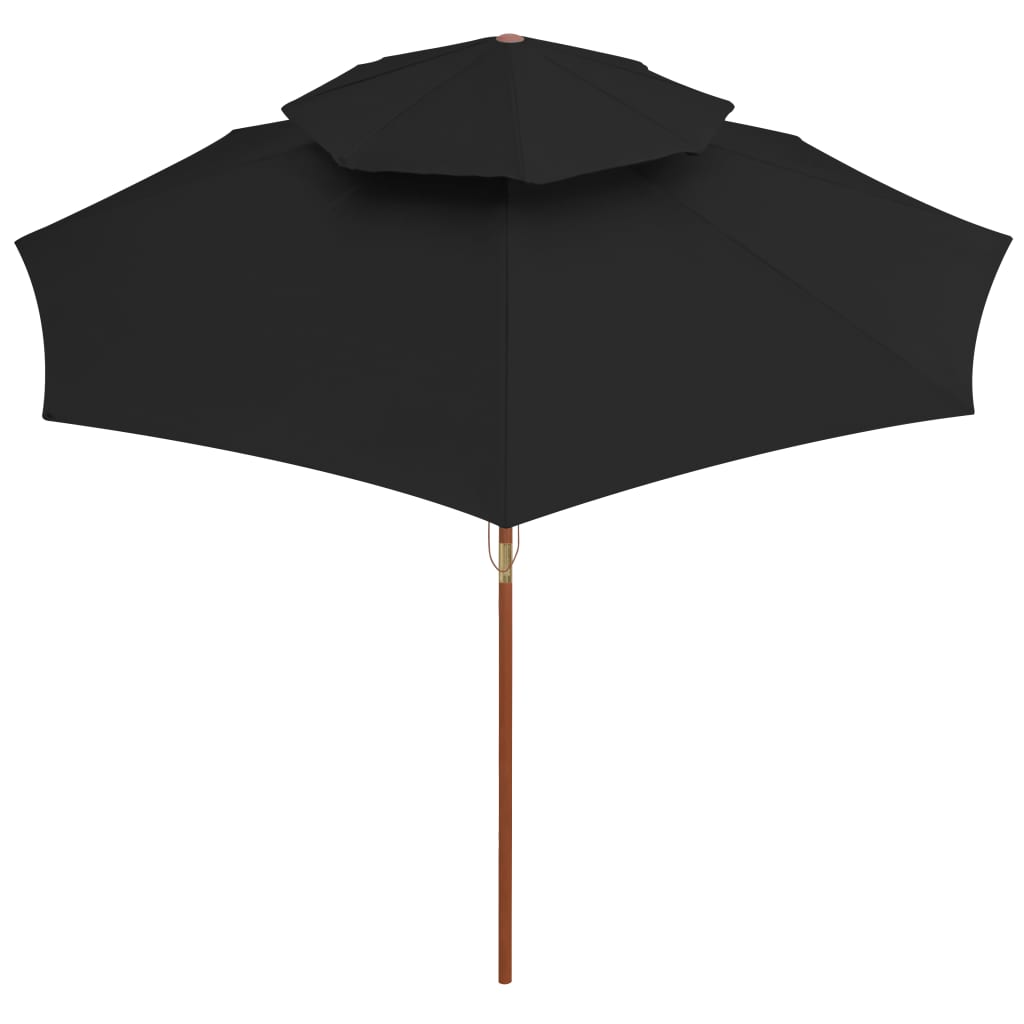 Umbrelă de soare dublă, stâlp din lemn, negru, 270 cm Lando - Lando