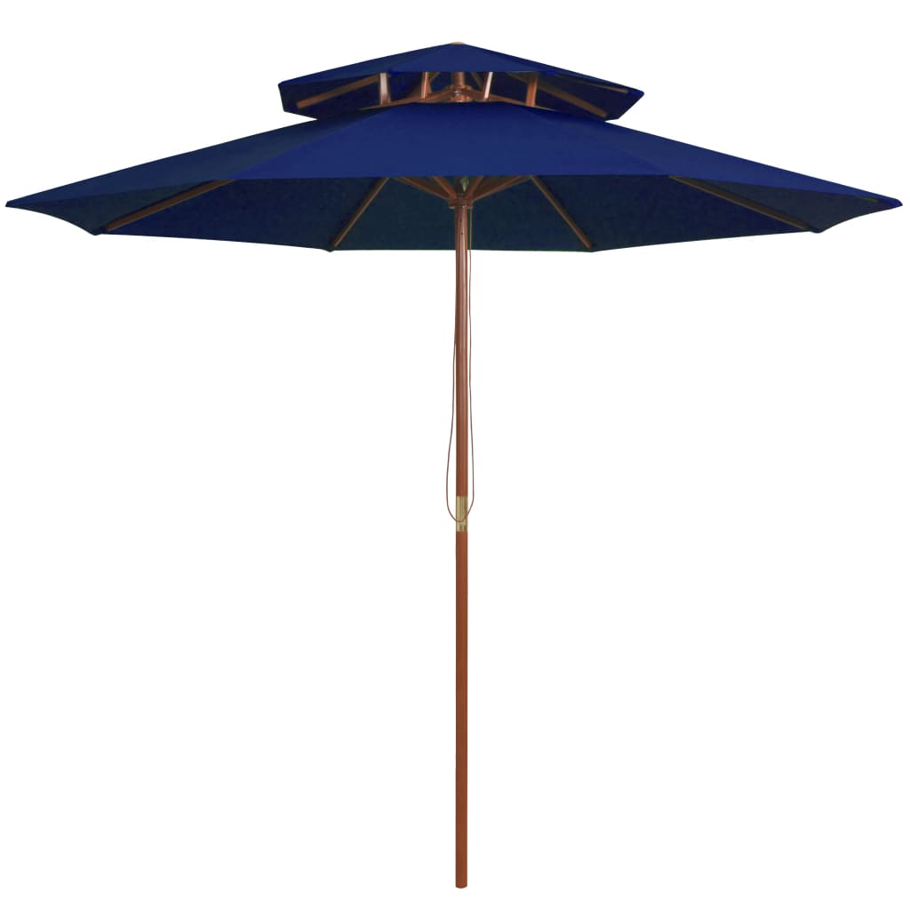 Umbrelă de soare dublă, stâlp din lemn, albastru, 270 cm Lando - Lando