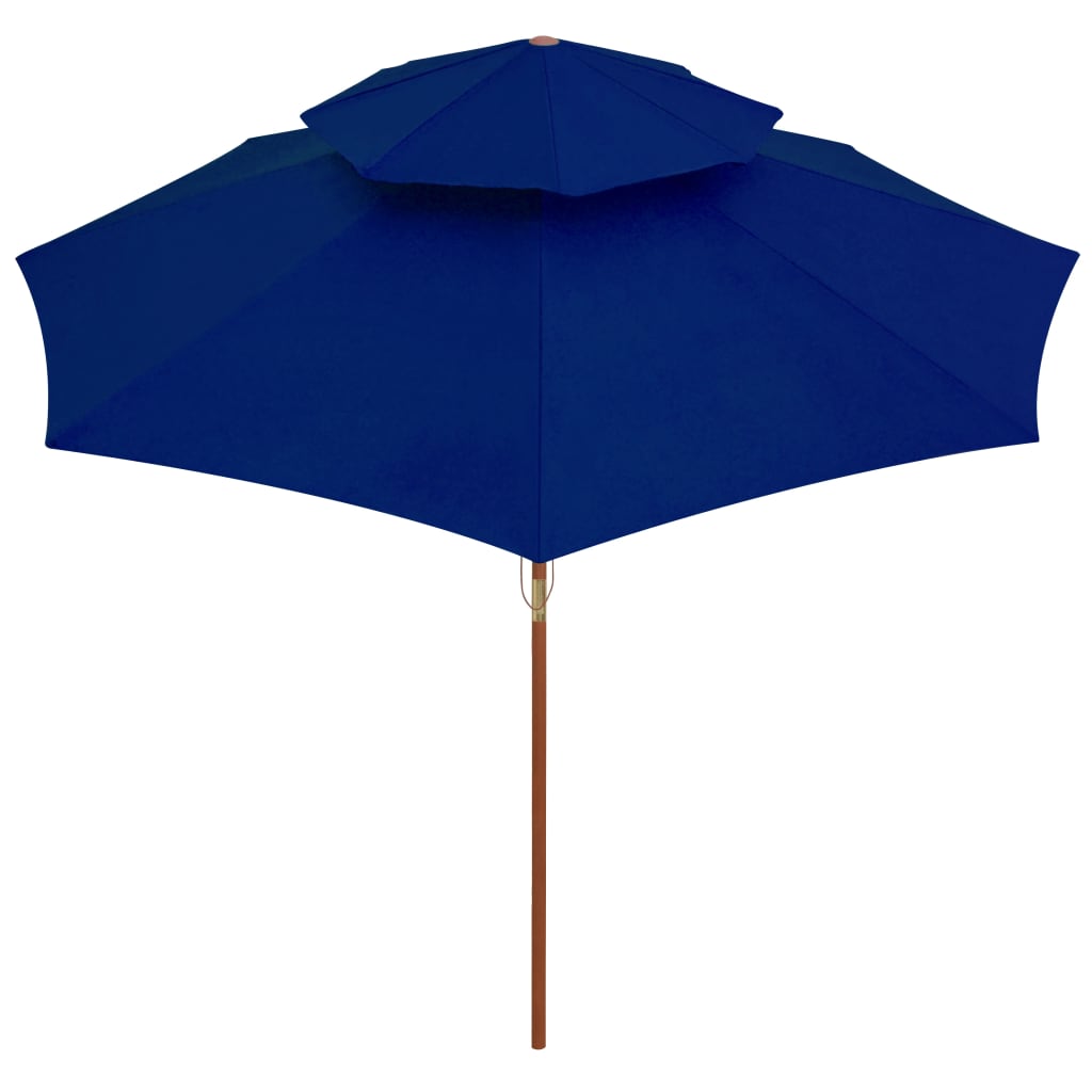 Umbrelă de soare dublă, stâlp din lemn, albastru, 270 cm Lando - Lando