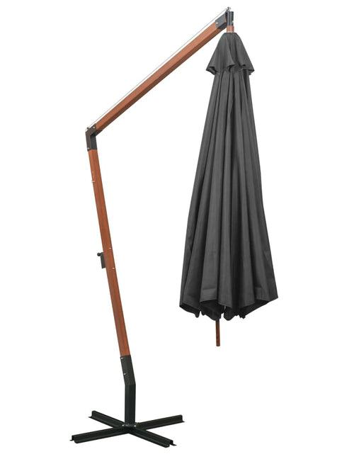 Încărcați imaginea în vizualizatorul Galerie, Umbrelă suspendată cu stâlp, antracit, 3,5x2,9 m, lemn brad Lando - Lando
