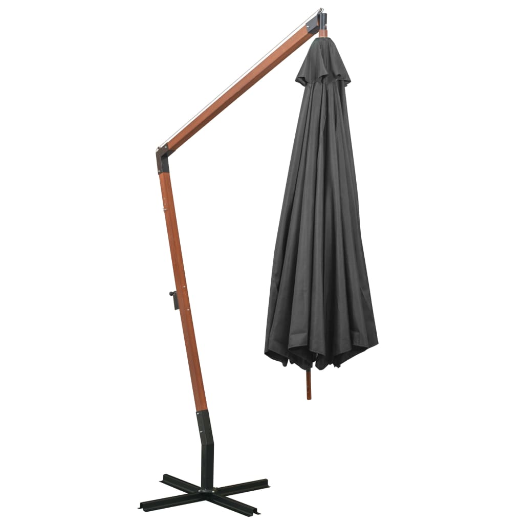 Umbrelă suspendată cu stâlp, antracit, 3,5x2,9 m, lemn brad Lando - Lando