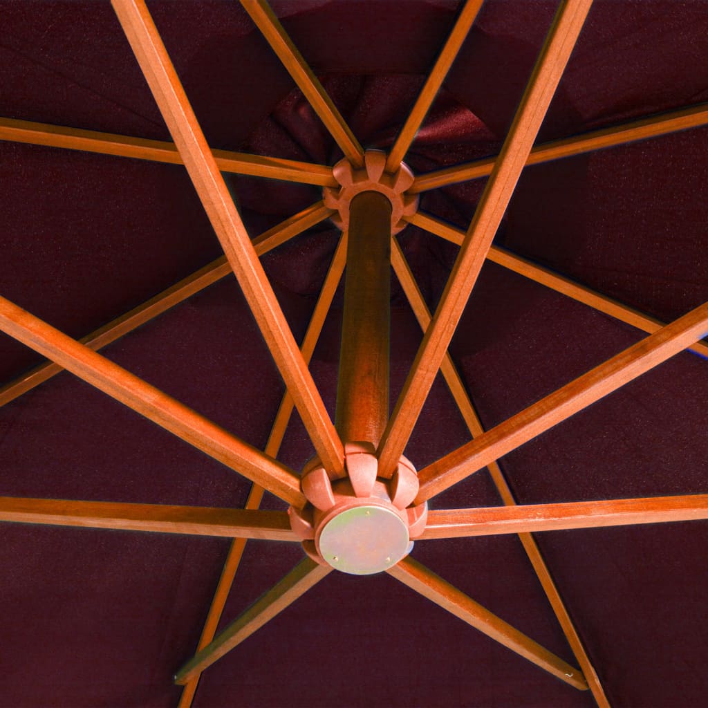 Umbrelă suspendată cu stâlp, roșu bordo, 3,5x2,9 m, lemn brad Lando - Lando