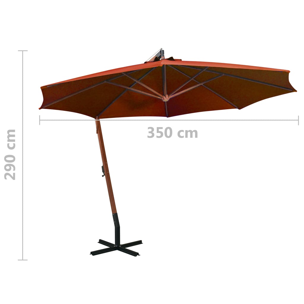 Umbrelă suspendată cu stâlp, cărămiziu, 3,5x2,9 m, lemn brad Lando - Lando