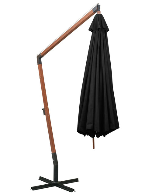 Încărcați imaginea în vizualizatorul Galerie, Umbrelă suspendată cu stâlp, negru, 3,5x2,9 m, lemn masiv brad Lando - Lando
