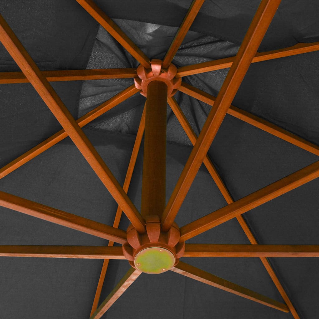 Umbrelă suspendată cu stâlp, antracit, 3x3 m, lemn masiv brad Lando - Lando