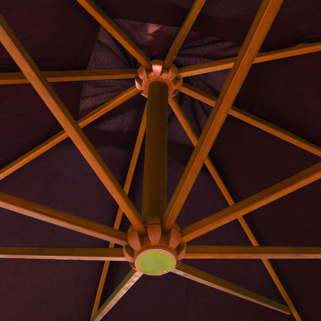 Umbrelă suspendată cu stâlp, roșu bordo, 3x3 m, lemn masiv brad Lando - Lando