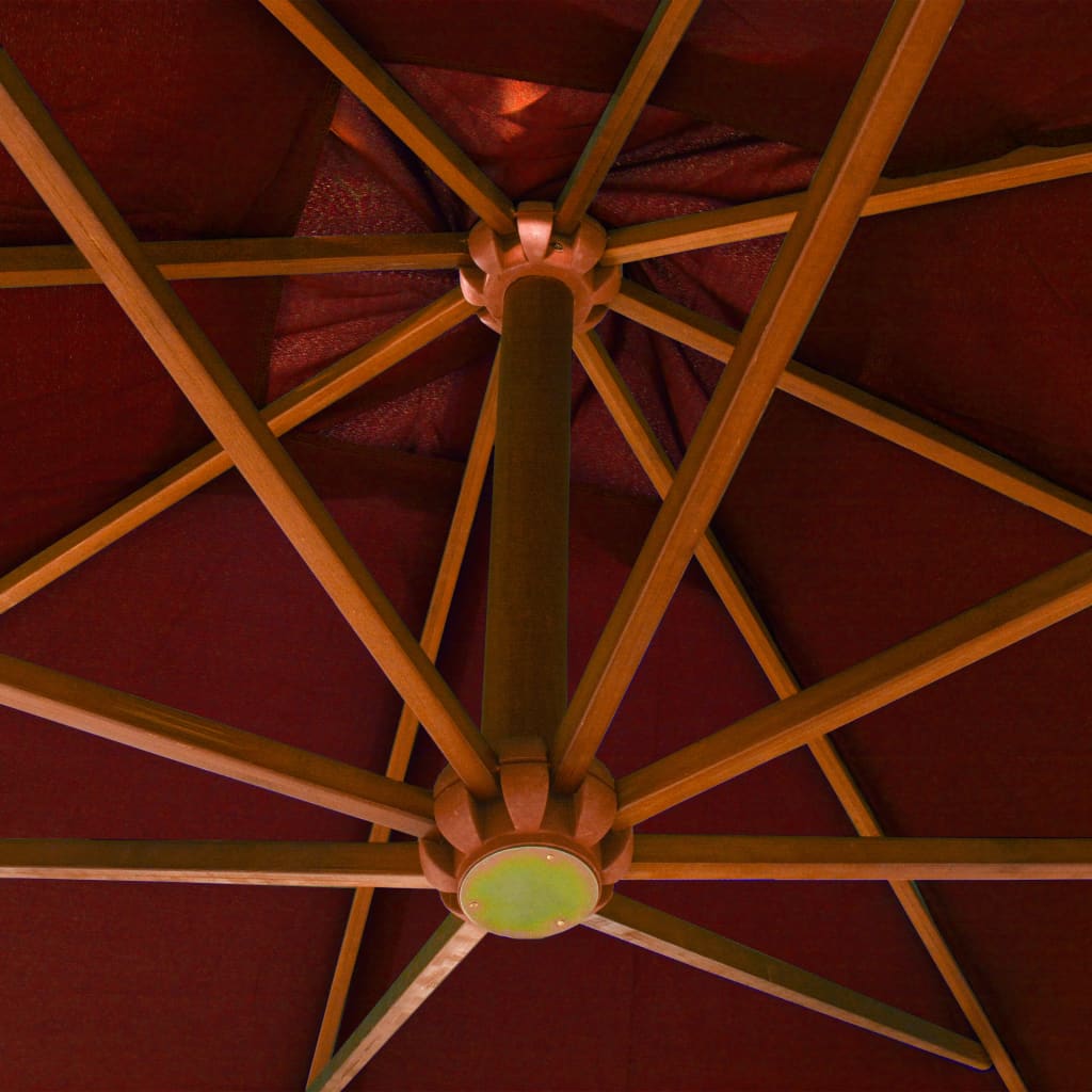 Umbrelă suspendată cu stâlp, cărămiziu, 3x3 m, lemn masiv brad Lando - Lando