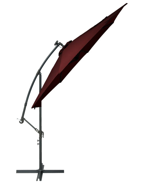 Încărcați imaginea în vizualizatorul Galerie, Umbrelă suspendată cu LED și stâlp din oțel, roșu vin Lando - Lando
