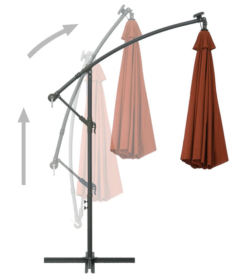 Încărcați imaginea în vizualizatorul Galerie, Lando-Umbrelă suspendată cu LED-uri și stâlp de oțel, cărămiziu- mobila
