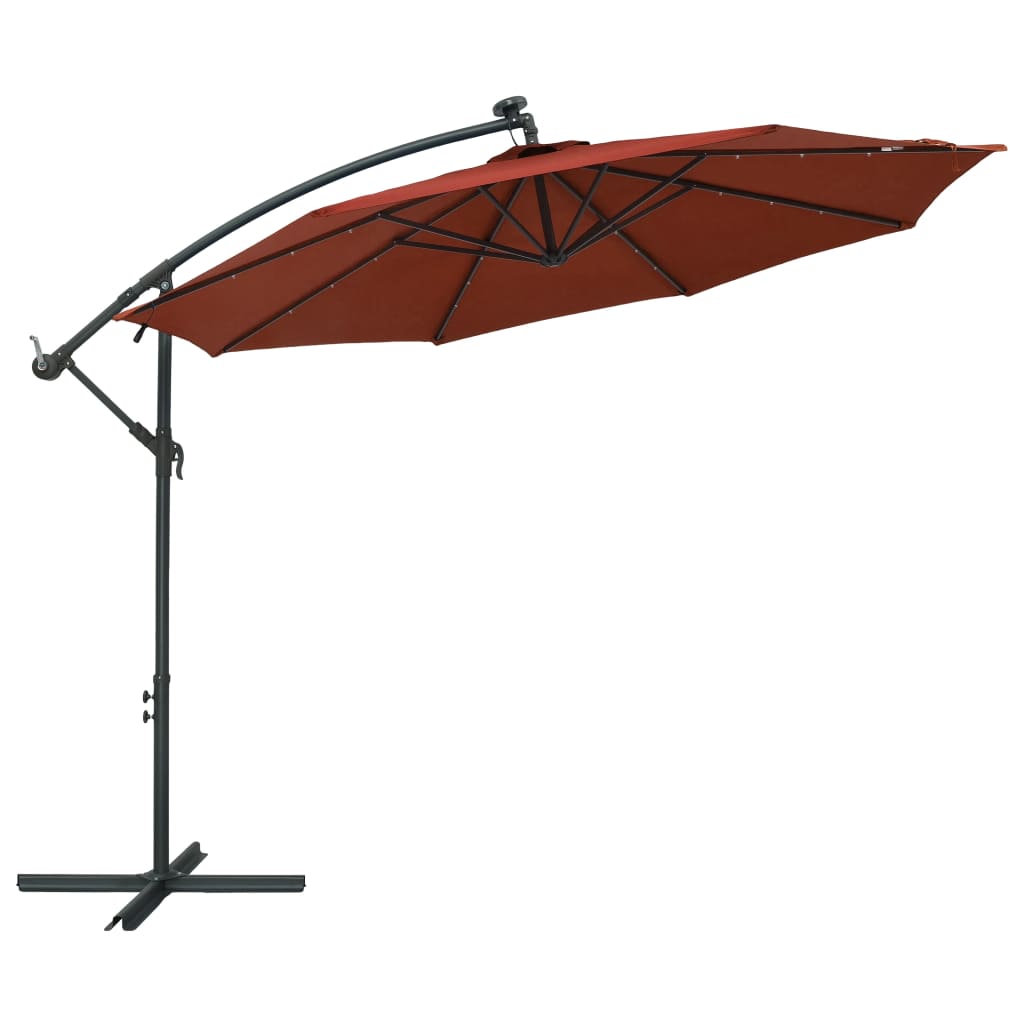 Lando-Umbrelă suspendată cu LED-uri și stâlp de oțel, cărămiziu- mobila