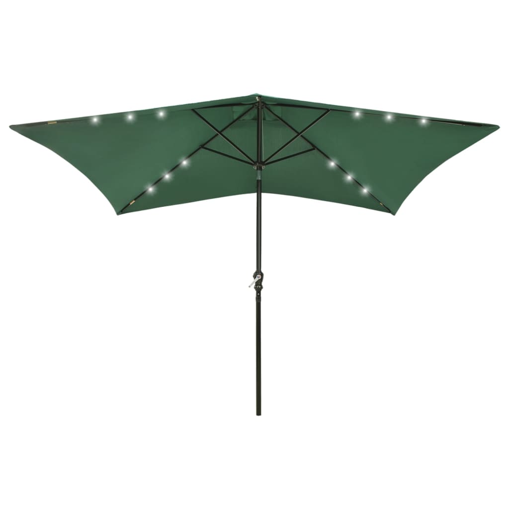 Umbrelă de soare cu stâlp din oțel & LED-uri, verde, 2x3 m Lando - Lando