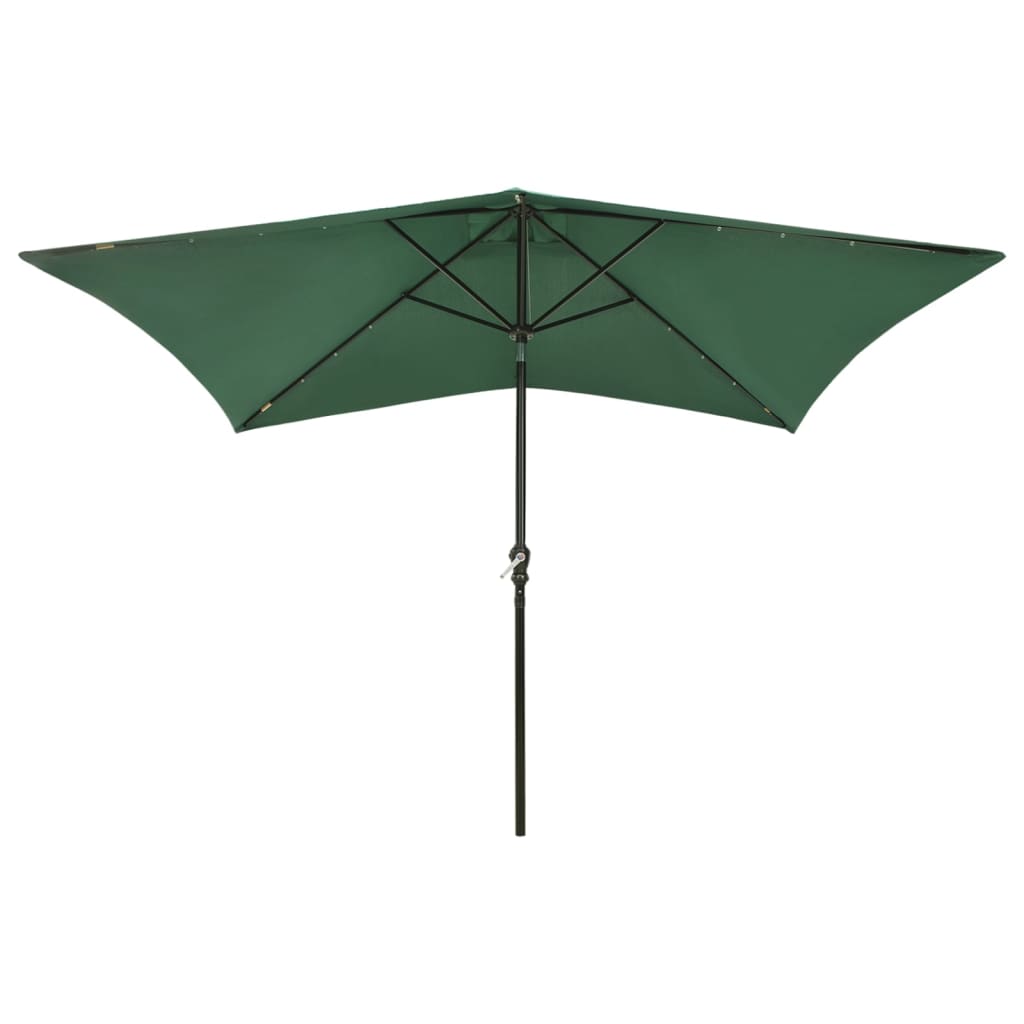 Umbrelă de soare cu stâlp din oțel & LED-uri, verde, 2x3 m Lando - Lando