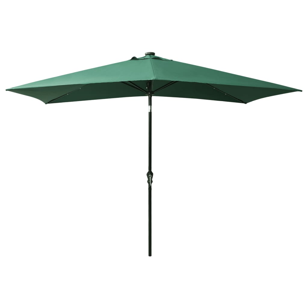 Umbrelă de soare cu stâlp din oțel & LED-uri, verde, 2x3 m Lando - Lando