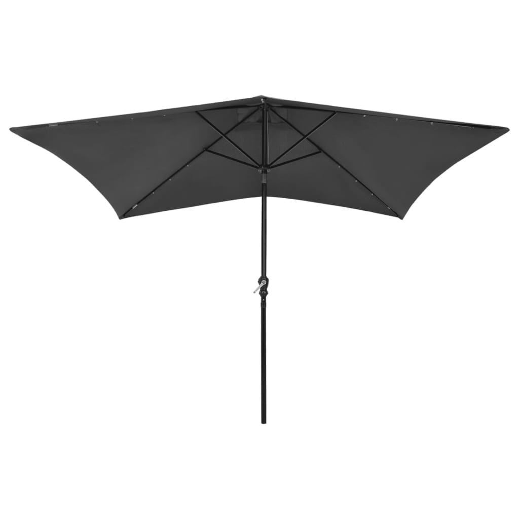 Lando-Umbrelă de soare cu LED-uri și stâlp din oțel, antracit, 2x3 m- mobila