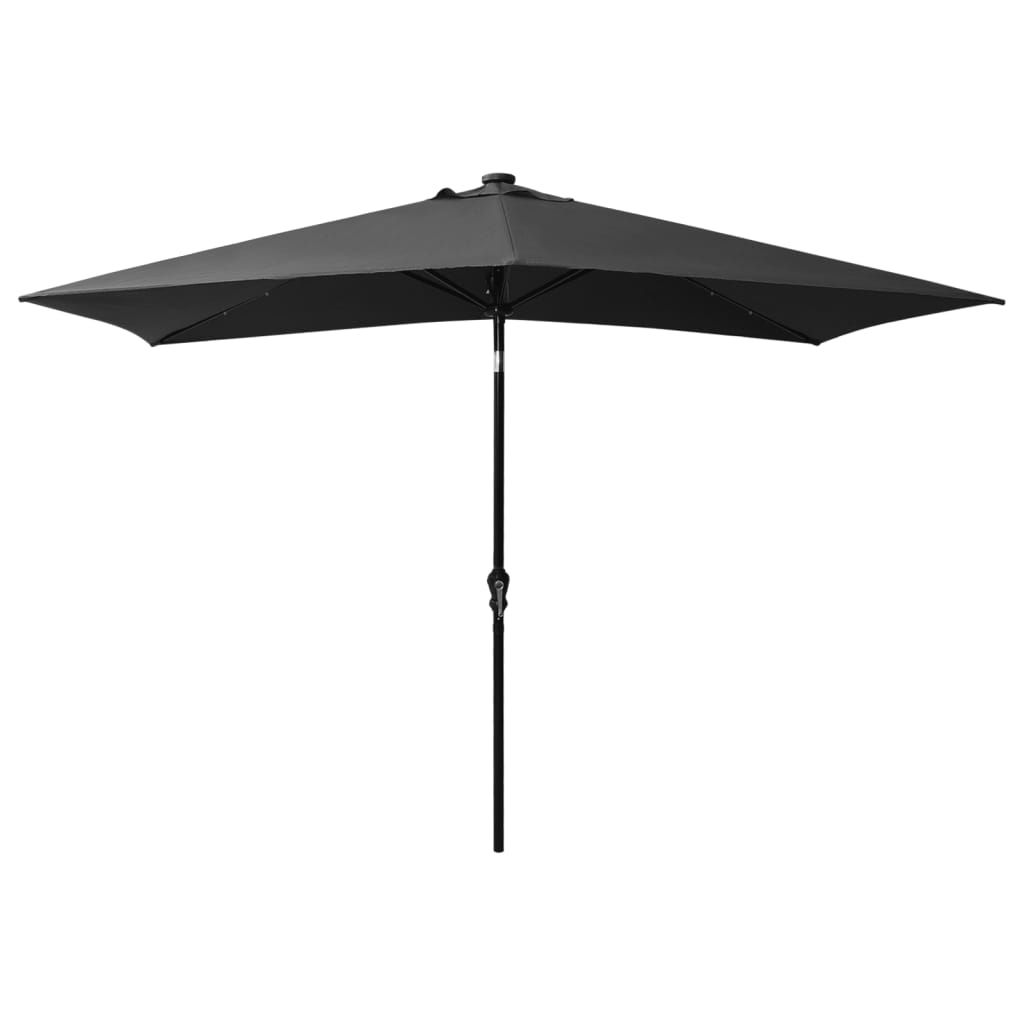 Lando-Umbrelă de soare cu LED-uri și stâlp din oțel, antracit, 2x3 m- mobila