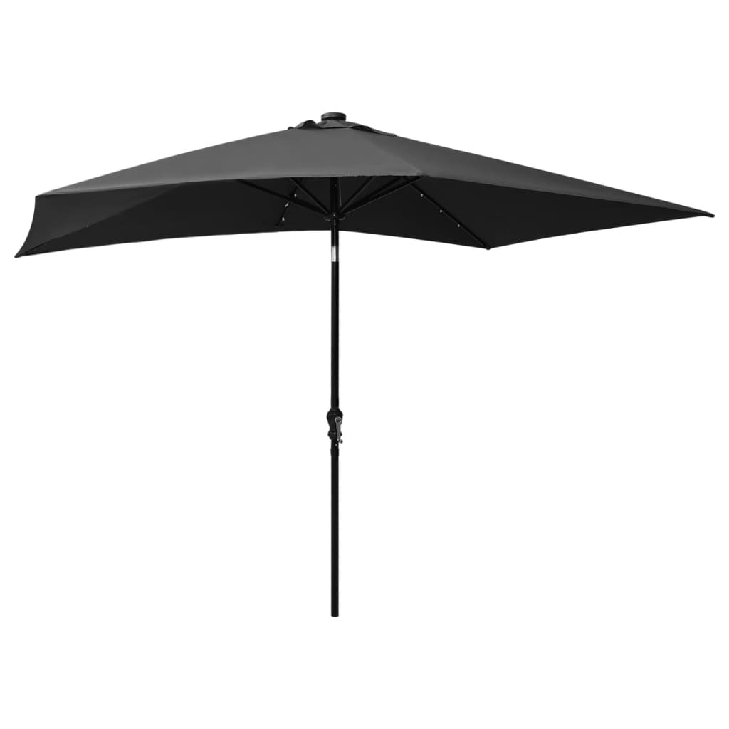 Lando-Umbrelă de soare cu LED-uri și stâlp din oțel, antracit, 2x3 m- mobila