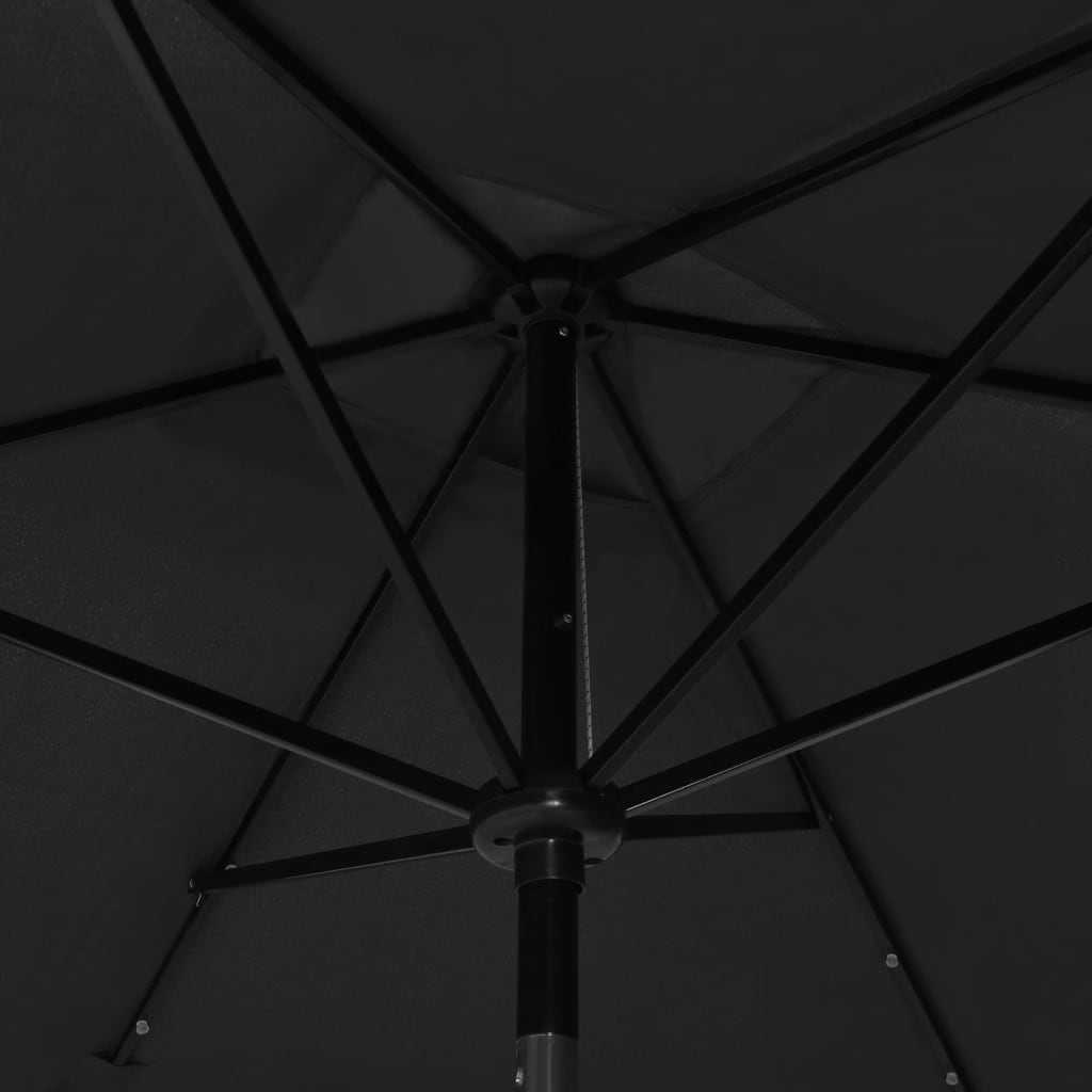 Umbrelă de soare cu stâlp din oțel & LED-uri, negru, 2x3 m Lando - Lando