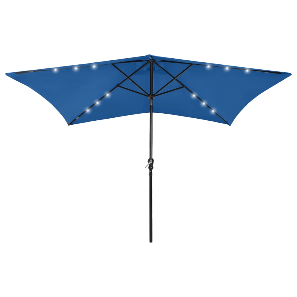 Umbrelă de soare cu stâlp din oțel & LED-uri, albastru, 2x3 m Lando - Lando