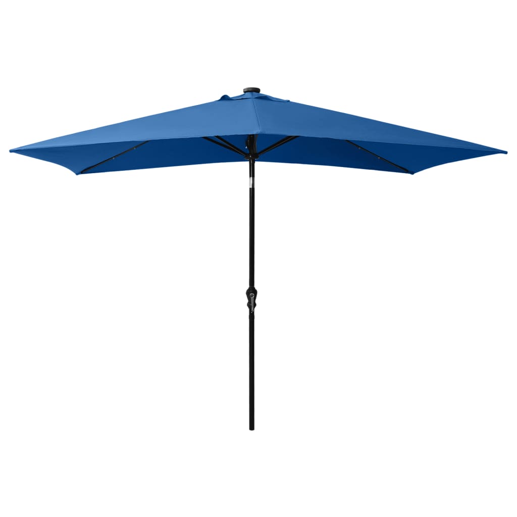 Umbrelă de soare cu stâlp din oțel & LED-uri, albastru, 2x3 m Lando - Lando