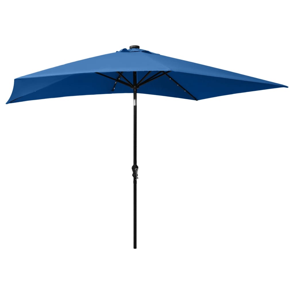 Umbrelă de soare cu stâlp din oțel & LED-uri, albastru, 2x3 m Lando - Lando