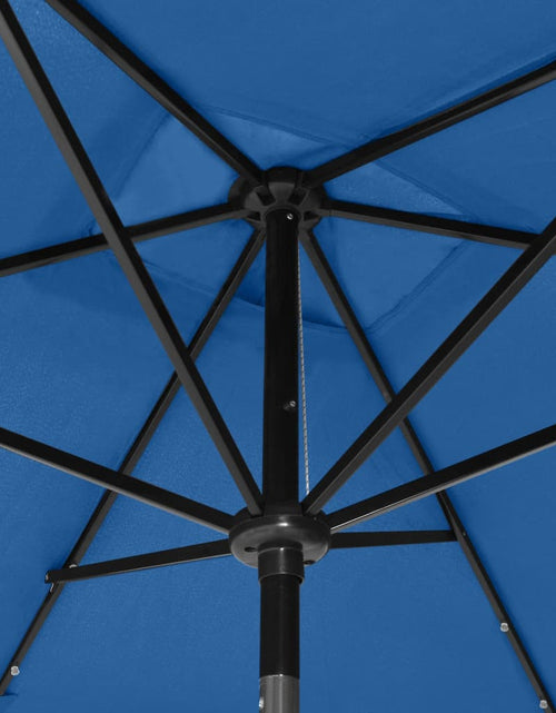 Încărcați imaginea în vizualizatorul Galerie, Umbrelă de soare cu stâlp din oțel &amp; LED-uri, albastru, 2x3 m Lando - Lando

