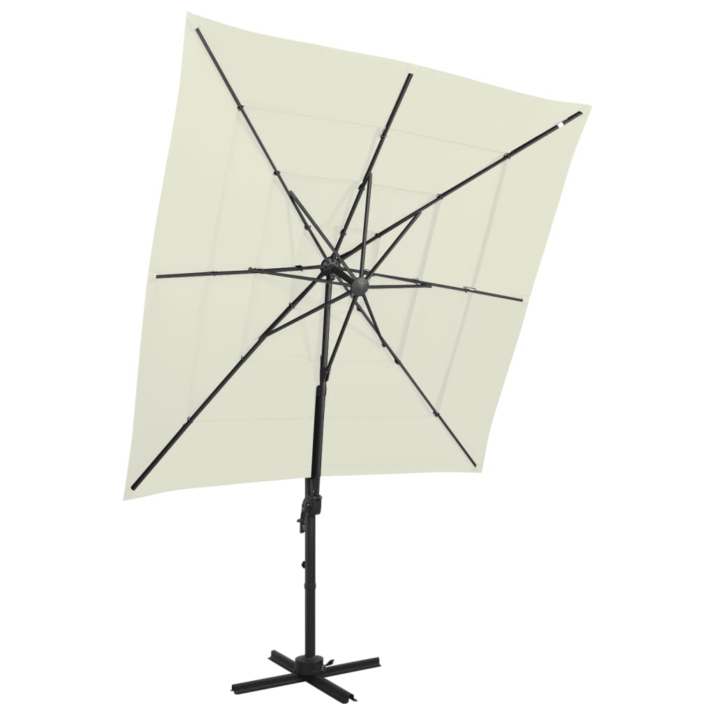 Umbrelă de soare 4 niveluri, stâlp aluminiu, nisipiu 250x250 cm Lando - Lando