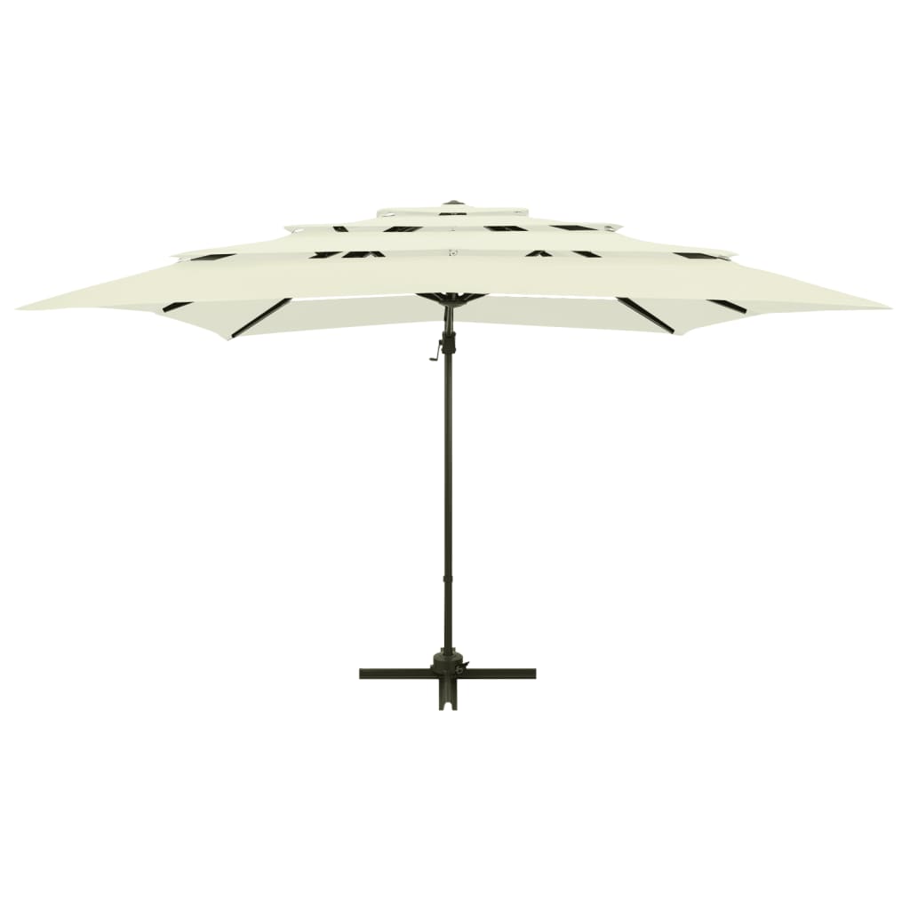 Umbrelă de soare 4 niveluri, stâlp aluminiu, nisipiu 250x250 cm Lando - Lando