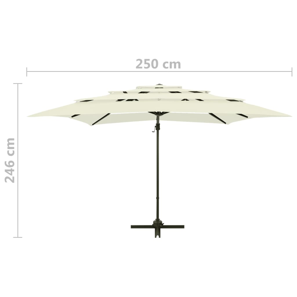 Umbrelă de soare 4 niveluri, stâlp aluminiu, nisipiu 250x250 cm Lando - Lando