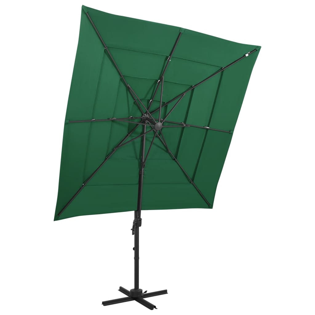 Umbrelă de soare 4 niveluri, stâlp aluminiu, verde, 250x250 cm Lando - Lando