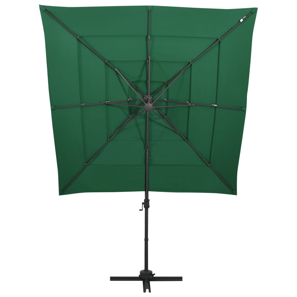 Umbrelă de soare 4 niveluri, stâlp aluminiu, verde, 250x250 cm Lando - Lando