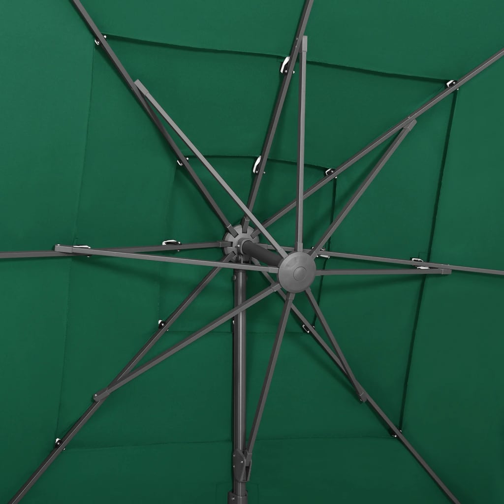 Umbrelă de soare 4 niveluri, stâlp aluminiu, verde, 250x250 cm Lando - Lando