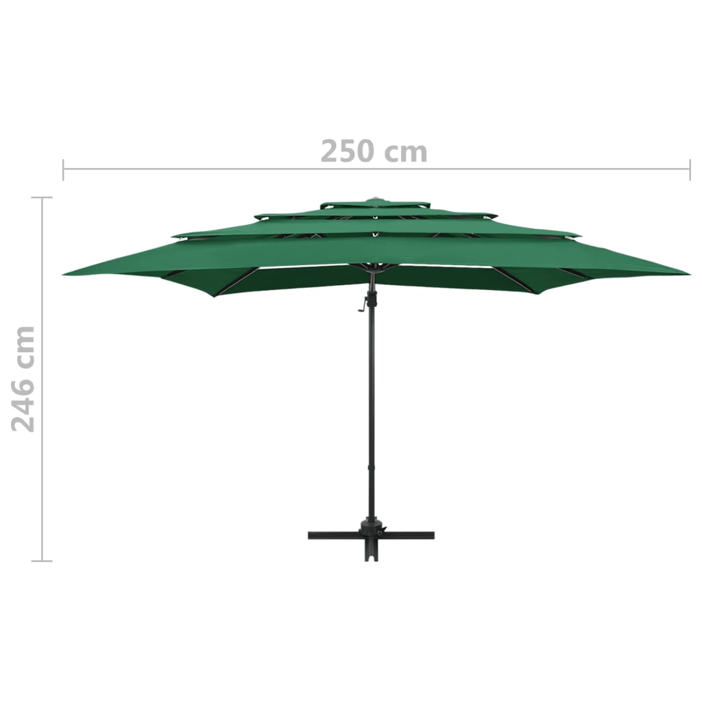 Umbrelă de soare 4 niveluri, stâlp aluminiu, verde, 250x250 cm Lando - Lando