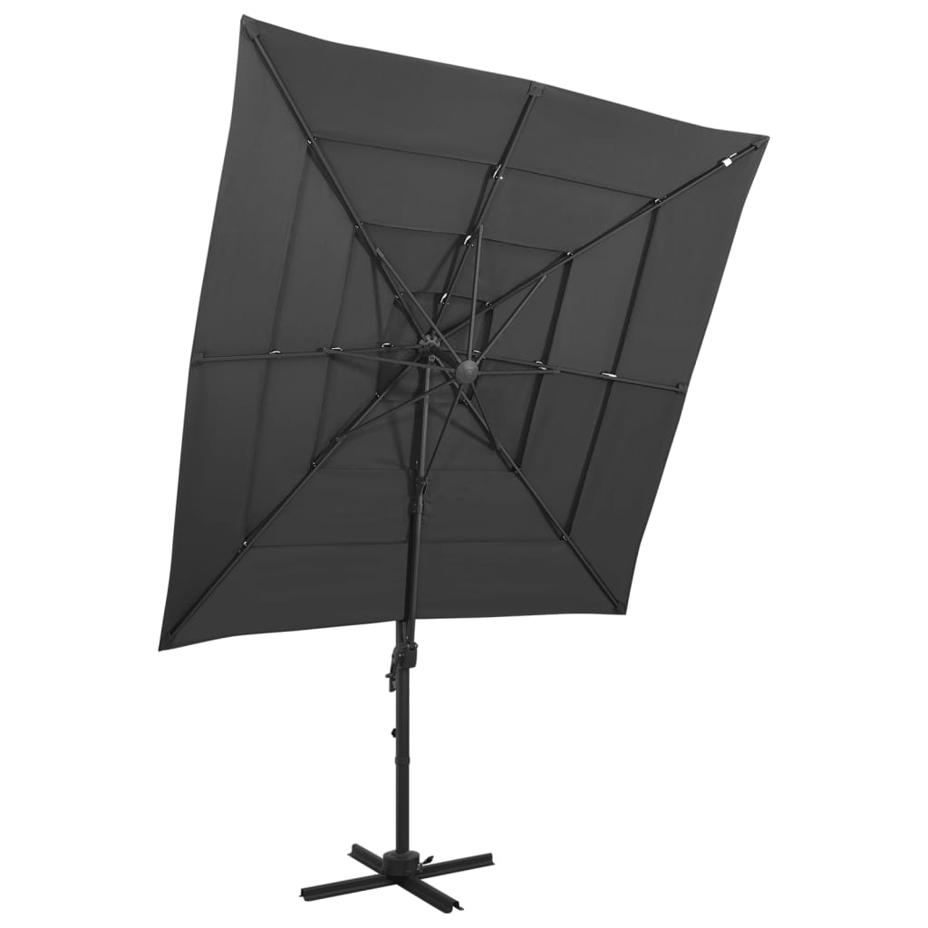 Umbrelă de soare 4 niveluri, stâlp aluminiu antracit 250x250 cm - Lando