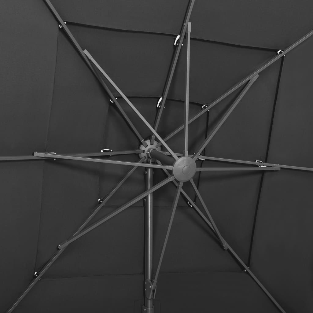Umbrelă de soare 4 niveluri, stâlp aluminiu antracit 250x250 cm - Lando
