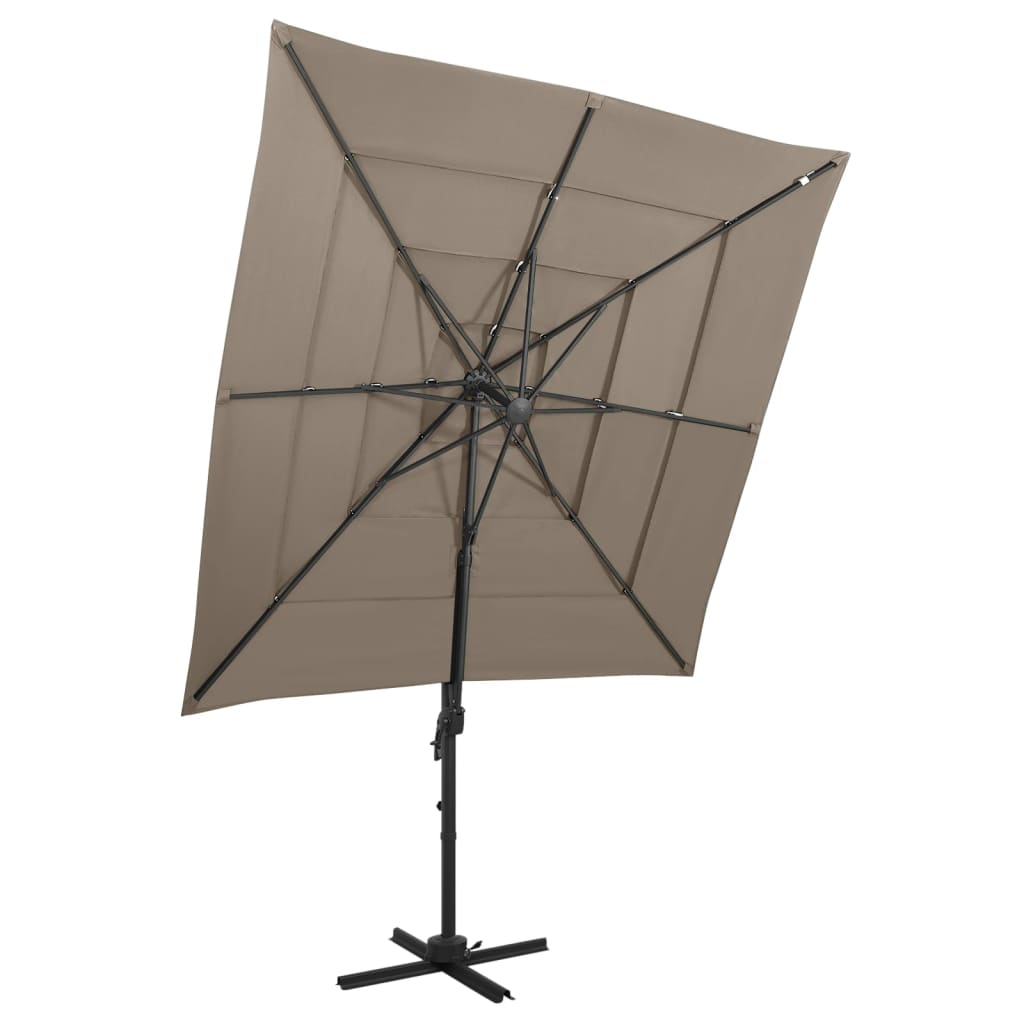 Umbrelă de soare 4 niveluri stâlp aluminiu gri taupe 250x250 cm Lando - Lando