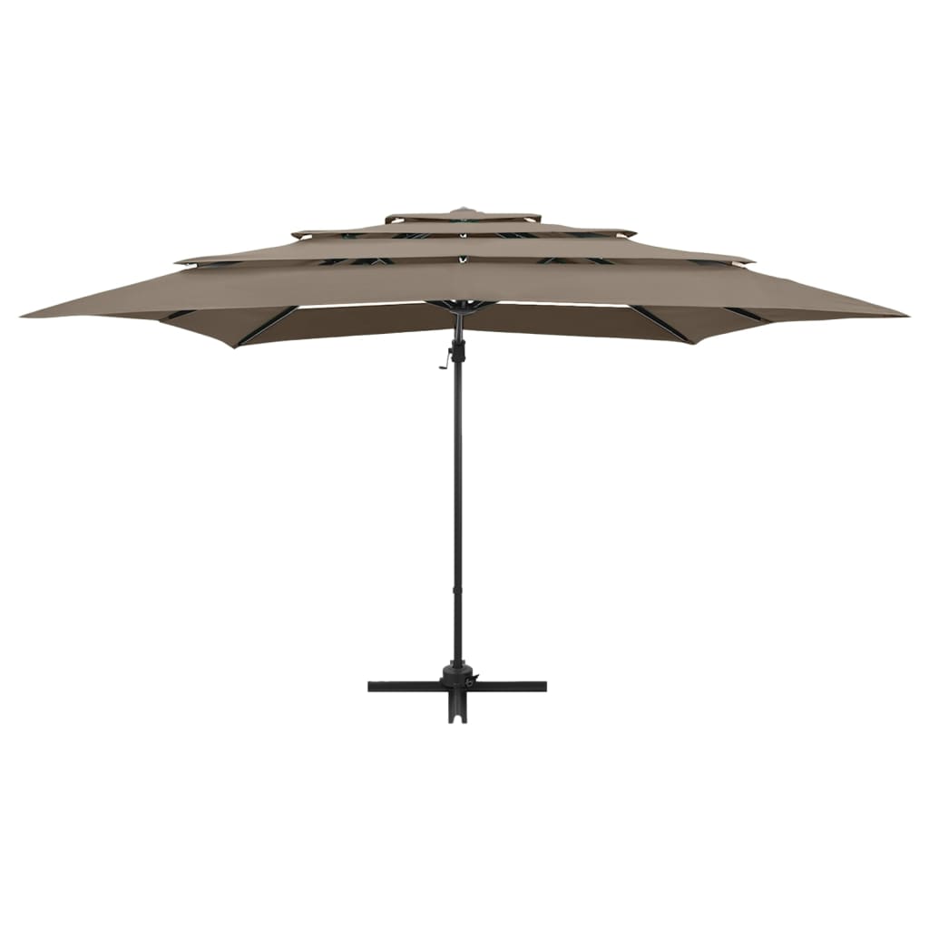 Umbrelă de soare 4 niveluri stâlp aluminiu gri taupe 250x250 cm Lando - Lando