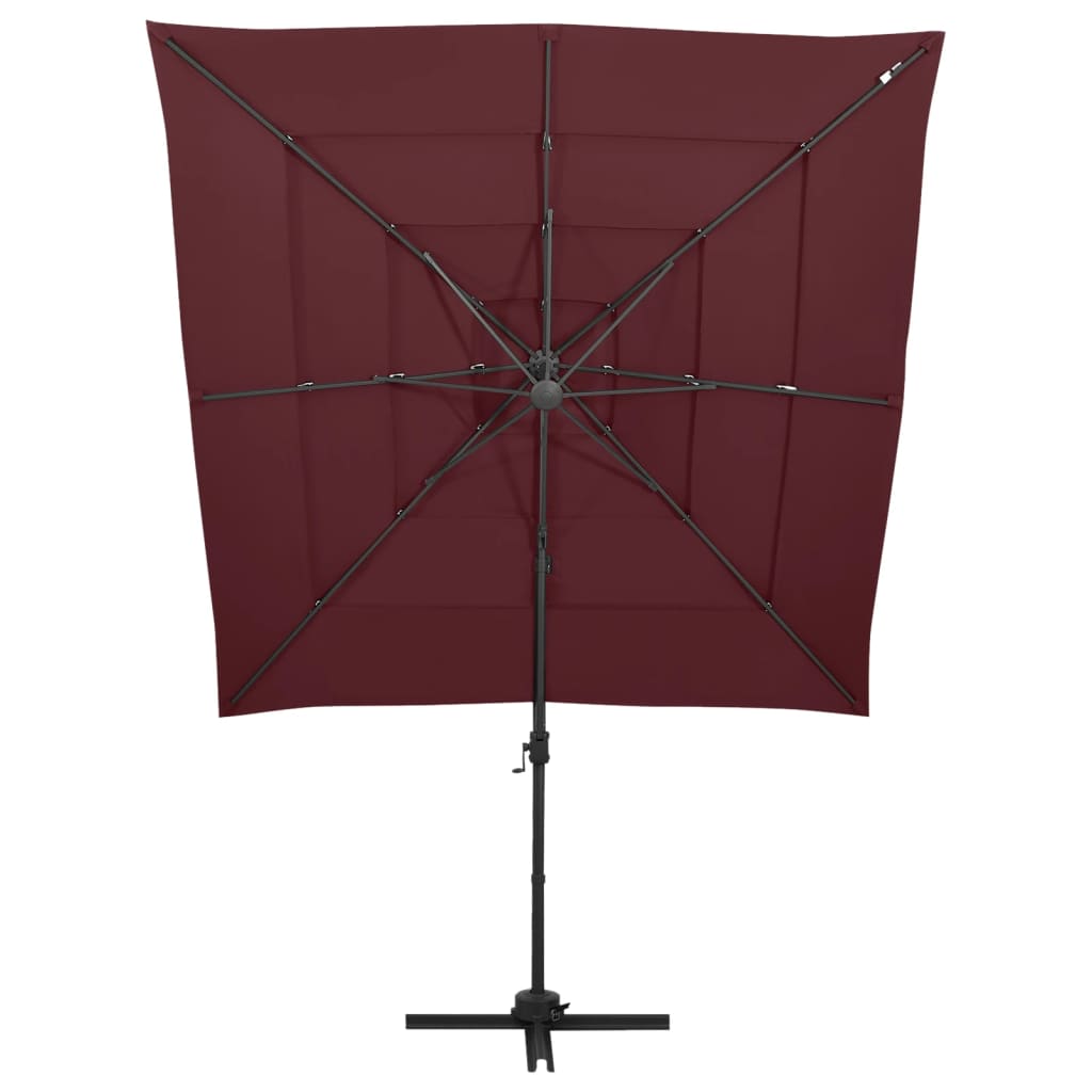 Umbrelă soare 4 niveluri stâlp aluminiu roșu bordo 250x250 cm Lando - Lando
