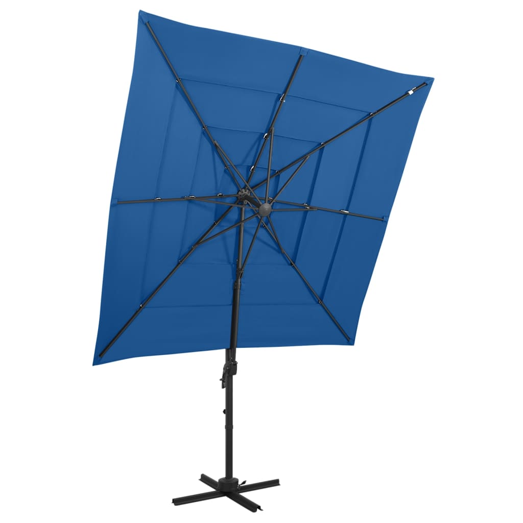 Umbrelă de soare 4 niveluri, stâlp aluminiu, azuriu, 250x250 cm Lando - Lando