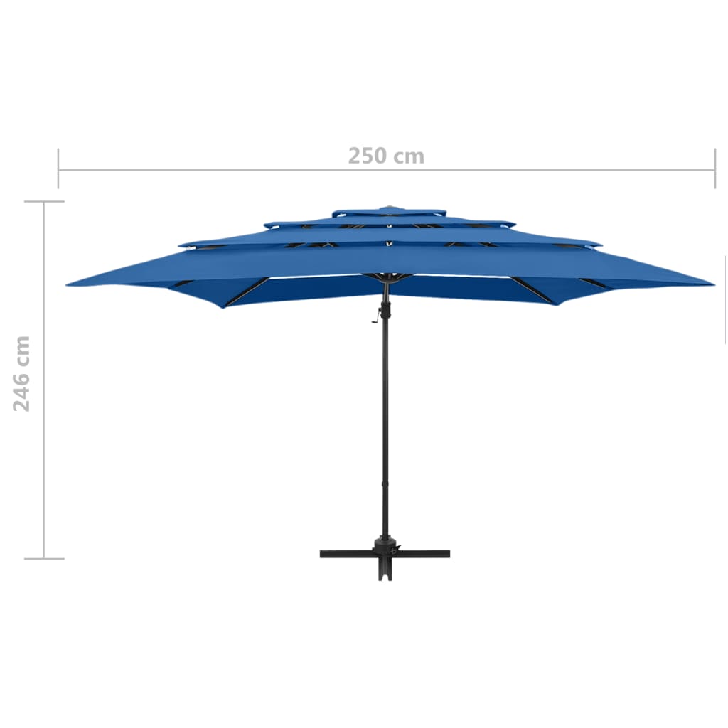 Umbrelă de soare 4 niveluri, stâlp aluminiu, azuriu, 250x250 cm Lando - Lando