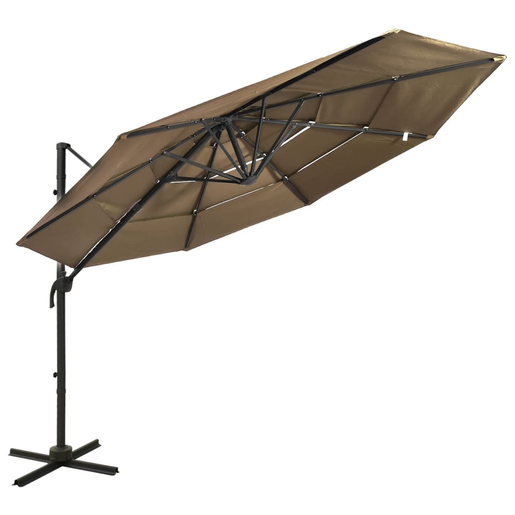 Umbrelă de soare 4 niveluri, stâlp de aluminiu, gri taupe 3x3 m Lando - Lando