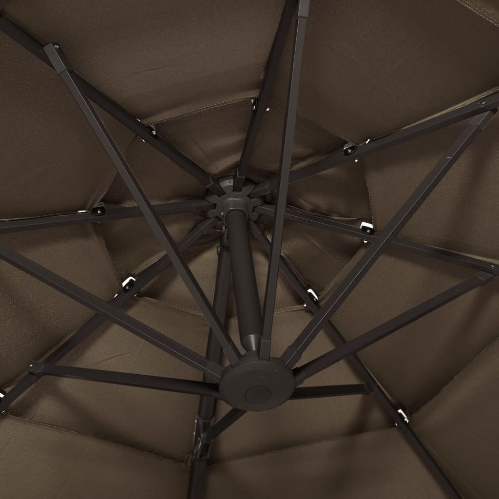Umbrelă de soare 4 niveluri, stâlp de aluminiu, gri taupe 3x3 m Lando - Lando