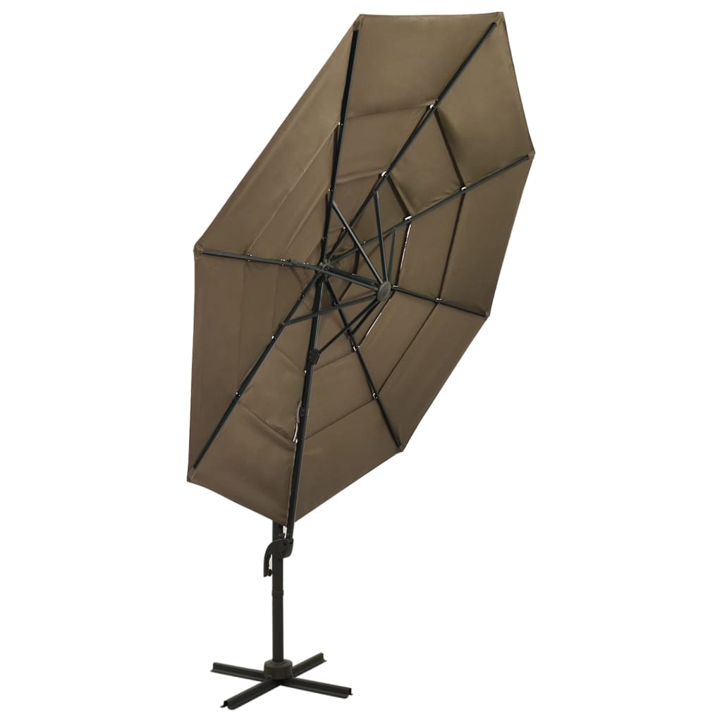 Umbrelă de soare 4 niveluri, stâlp de aluminiu, gri taupe 3x3 m Lando - Lando