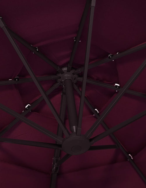 Încărcați imaginea în vizualizatorul Galerie, Umbrelă de soare 4 niveluri, stâlp aluminiu, roșu bordo, 3x3 m Lando - Lando
