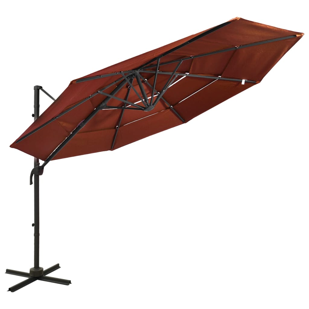 Umbrelă de soare 4 niveluri, stâlp de aluminiu, cărămiziu 3x3 m Lando - Lando