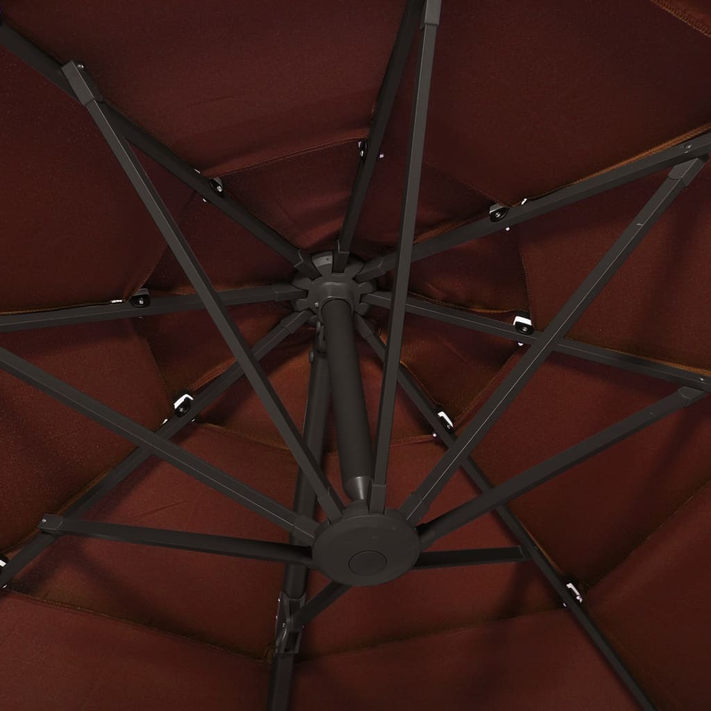 Umbrelă de soare 4 niveluri, stâlp de aluminiu, cărămiziu 3x3 m Lando - Lando