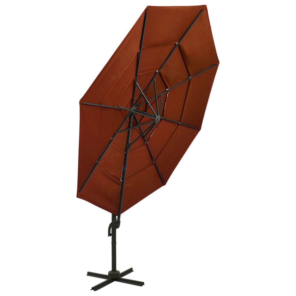 Umbrelă de soare 4 niveluri, stâlp de aluminiu, cărămiziu 3x3 m Lando - Lando