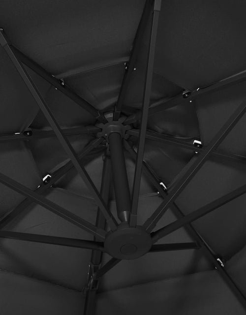 Încărcați imaginea în vizualizatorul Galerie, Umbrelă de soare 4 niveluri, stâlp de aluminiu, negru, 3x3 m Lando - Lando
