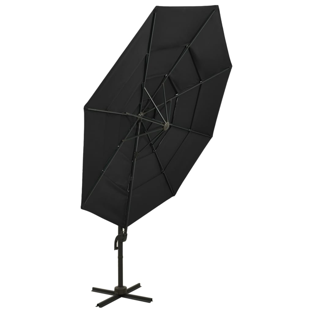 Umbrelă de soare 4 niveluri, stâlp de aluminiu, negru, 3x3 m Lando - Lando